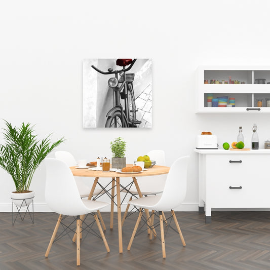 Abandoned Bicycle Canvas - White Art for Living Room Decor