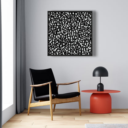 Toile encadrée Alphabet gris | Décoration murale pour salon