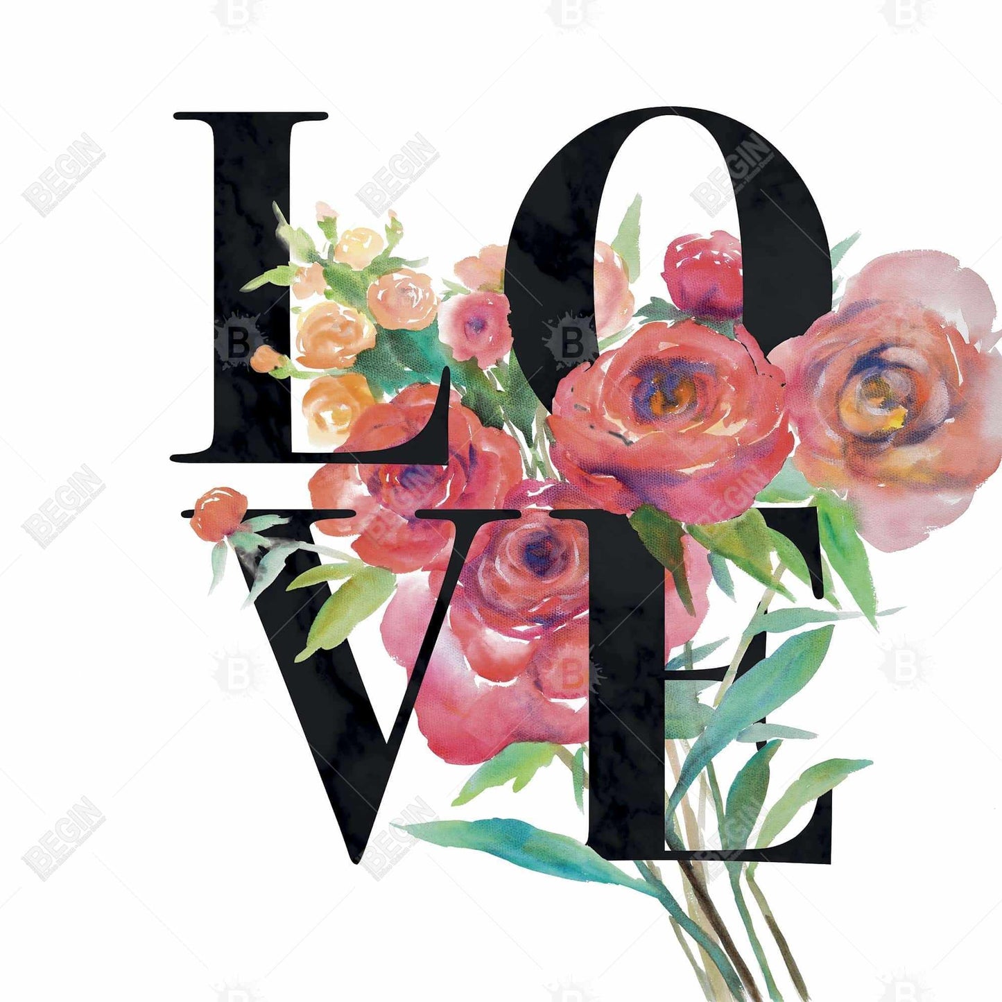 Toile « Love Black Leaves » | Décoration de chambre avec cadre noir