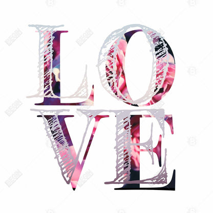 Toile encadrée « Love Bloom » Fleurs violettes | Décoration de chambre