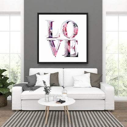 Toile encadrée « Love Bloom » Fleurs violettes | Décoration de chambre