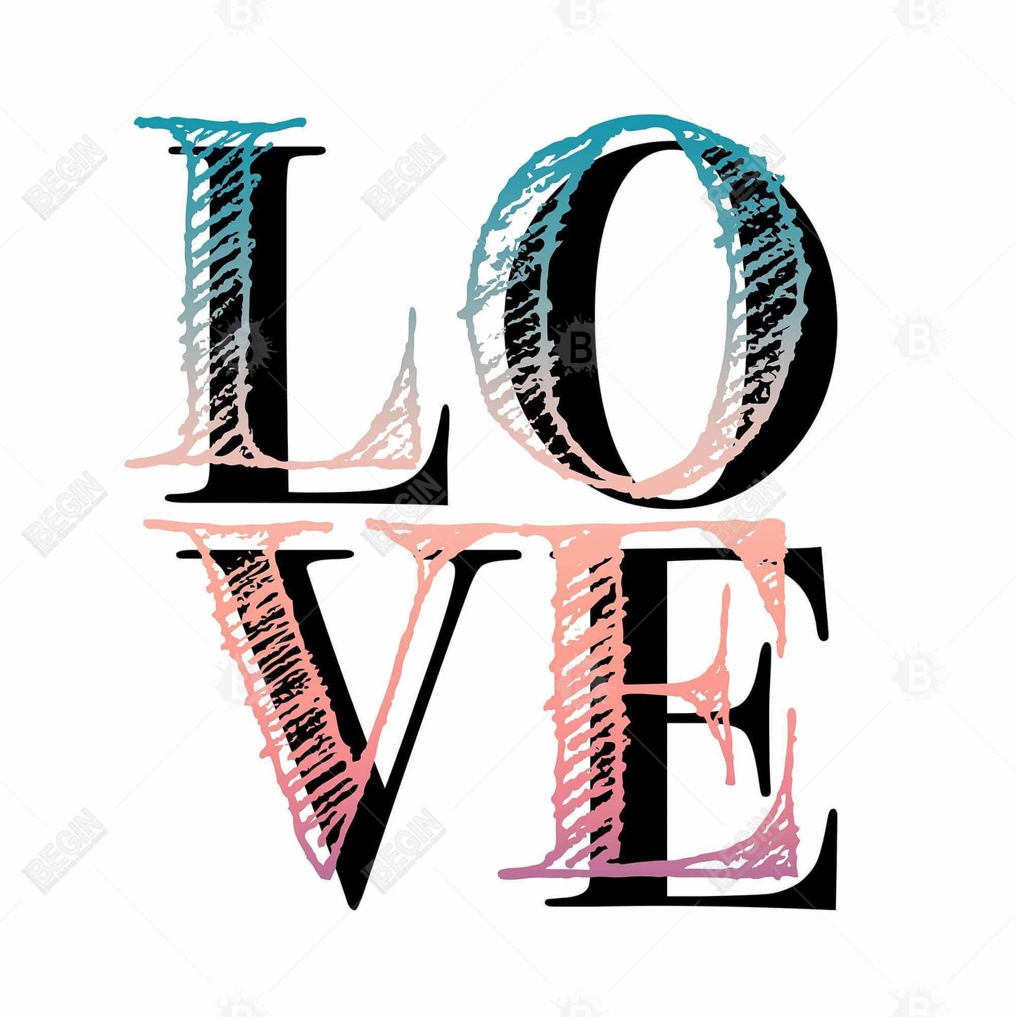 Toile encadrée avec citation florale colorée « Love » - Décoration de chambre