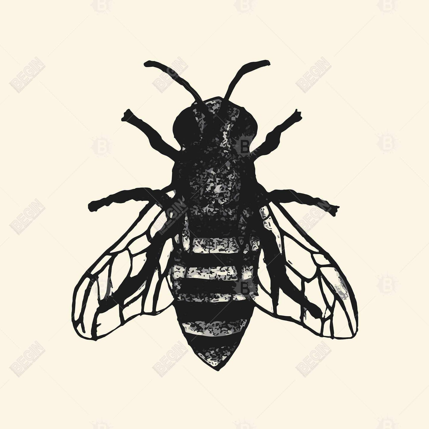 Toile murale abeille | Décoration industrielle encadrée, motif animal noir