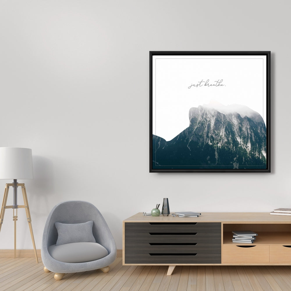 Just Breathe Trees Bedroom Blue Framed Canvas | Home Decor