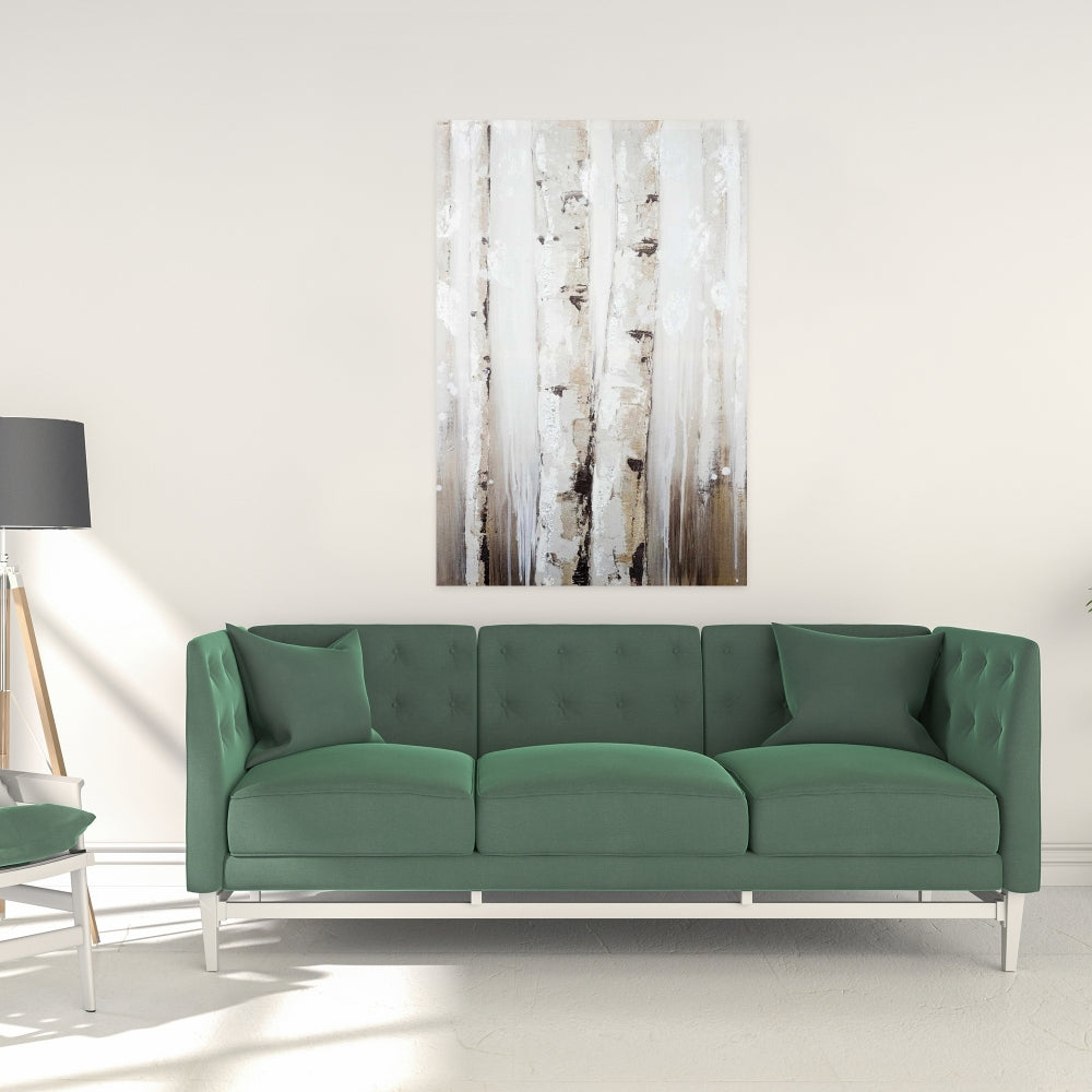 Abstract White Birches Canvas | Modern Trees Home Decor