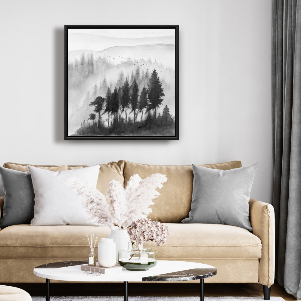 Paysage des montagnes Mono | Toile encadrée avec arbres gris