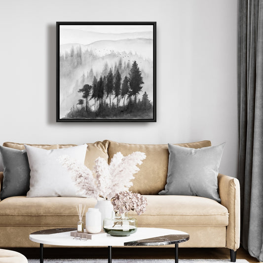 Paysage des montagnes Mono | Toile encadrée avec arbres gris