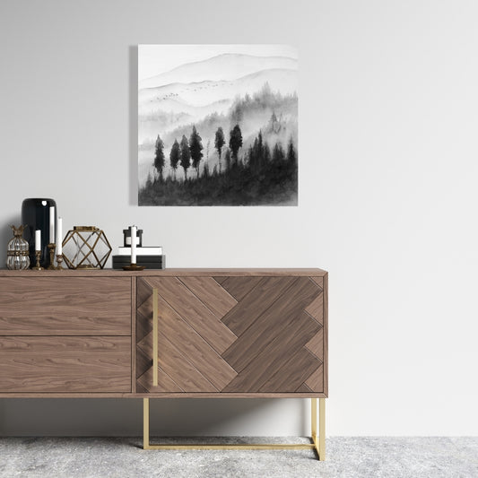 Paysage monochrome aquarelle sur toile | Décoration de salon