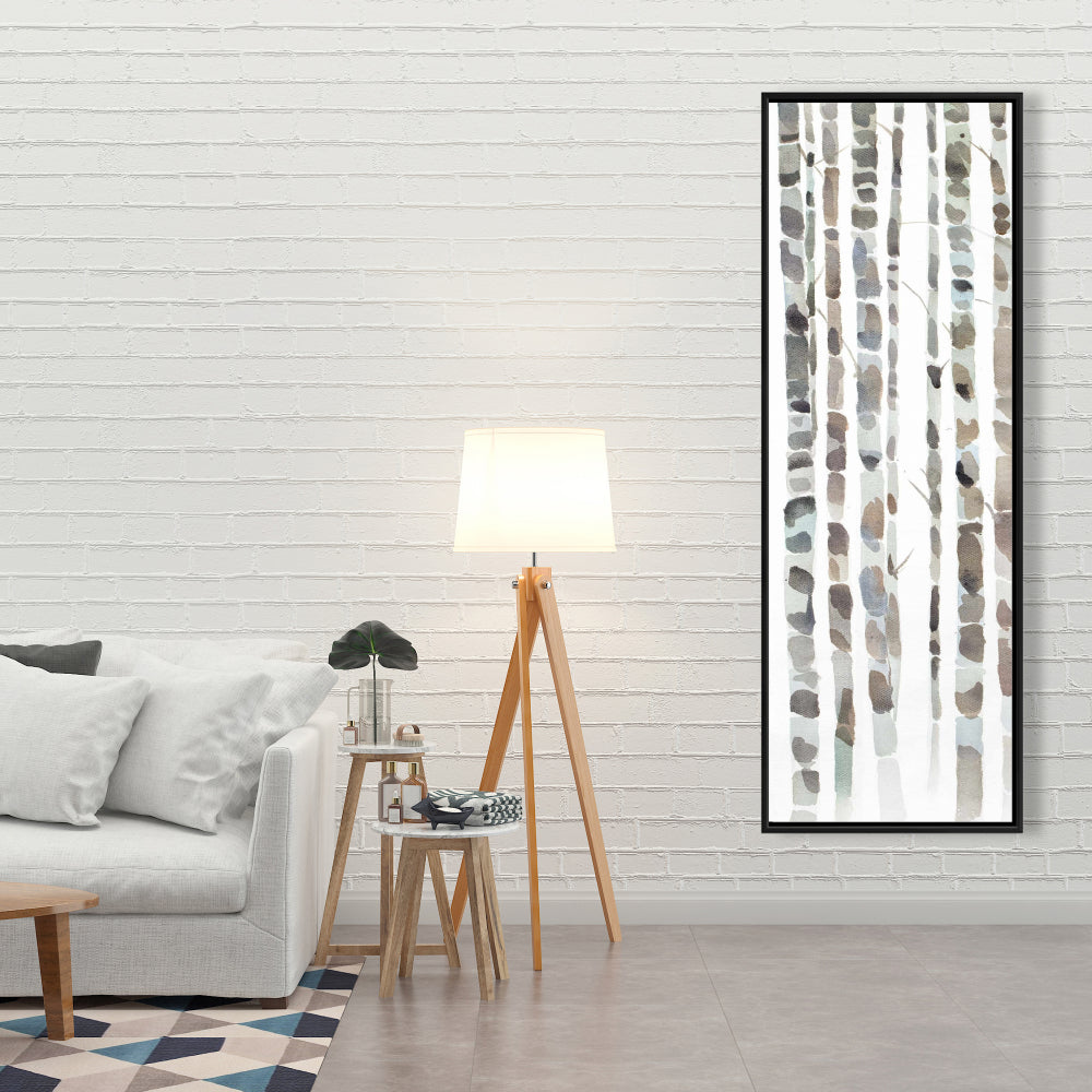 Watercolor Birch Tree Forest Canvas | Blue Bedroom Wall Art