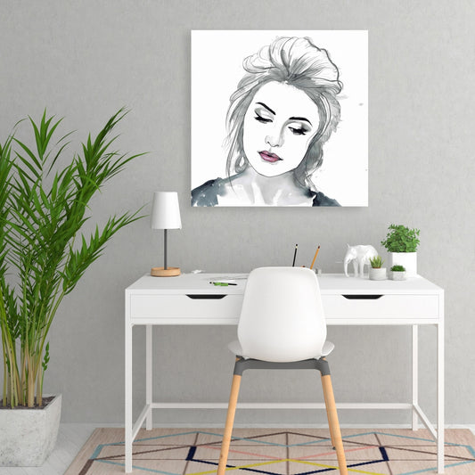 Bohemian White Canvas - Watercolor Delicate Woman Decor