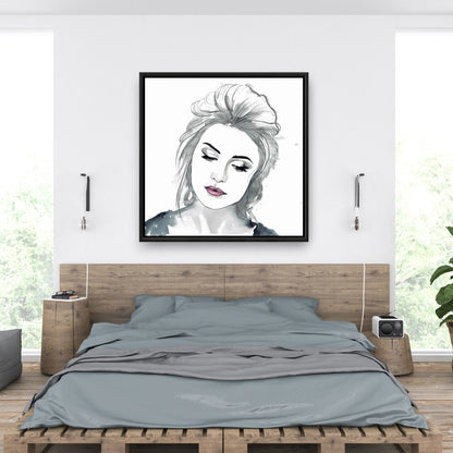 Bohemian White Framed Canvas - Watercolor Delicate Woman Decor