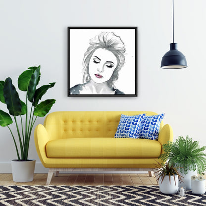 Bohemian White Framed Canvas - Watercolor Delicate Woman Decor