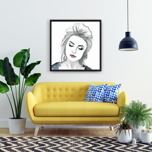 Bohemian White Framed Canvas - Watercolor Delicate Woman Decor