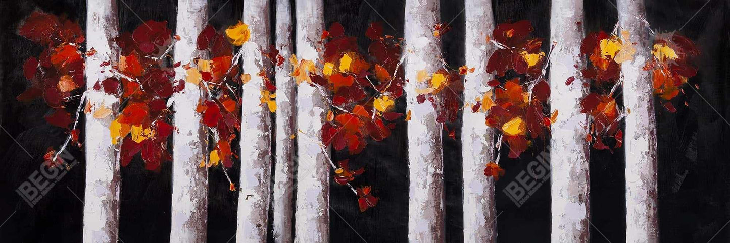 White Trees, Orange Leaves Canvas | Black Trees Landscapes