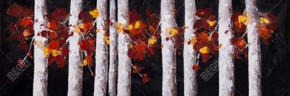 White Trees, Orange Leaves Canvas | Black Trees Landscapes