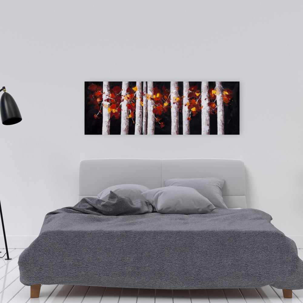 White Trees Orange Leaves Canvas - Contemporary Bedroom Decor