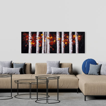 White Trees Orange Leaves Canvas - Contemporary Bedroom Decor