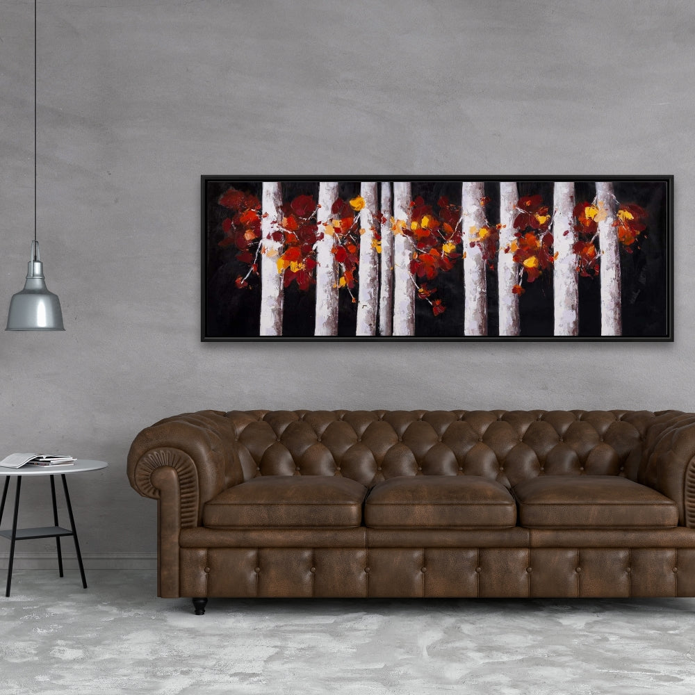 White Trees, Orange Leaves Canvas | Black Trees Landscapes