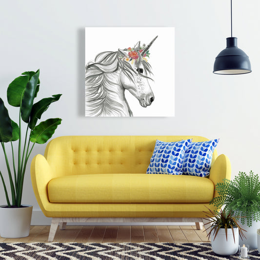 Magic Unicorn White Canvas - Enchant Your Bedroom Decor