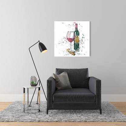 Gastronomy Red Wine Canvas | Bottle of Red Wine Home Decor