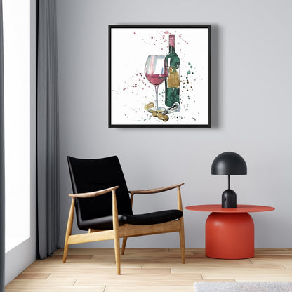 Bottle of Red Wine Canvas | Home Decor Framed Art