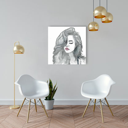 Bohemian White Woman Canvas | Beautiful Female Hair Decor