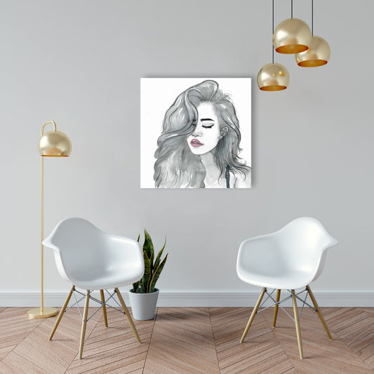 Bohemian White Woman Canvas | Beautiful Female Hair Decor