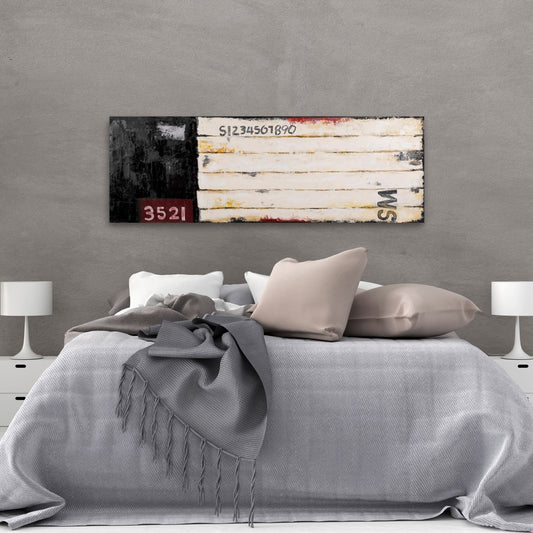 Wood-Look Abstract Canvas Art - Numbered Black Bedroom Decor
