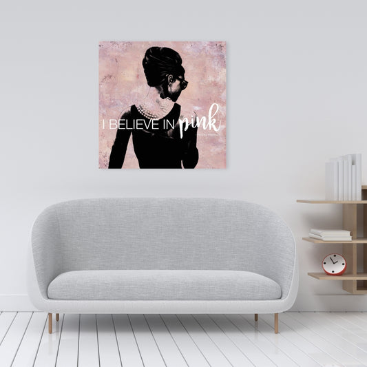 I Believe in Pink Woman Figurative Industrial Canvas - Home Decor