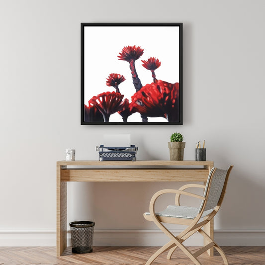 Botanical Red Tropical Flowers Framed Canvas | Home Decor