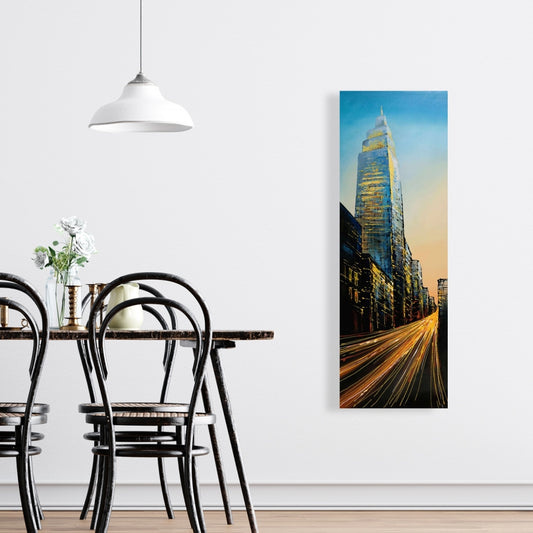 Empire State Building Street Blue Canvas | Modern Cities Decor