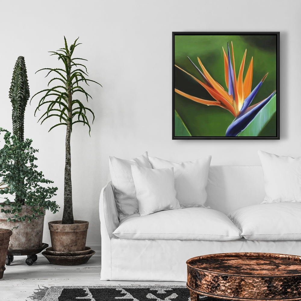 Bird of Paradise Flower Canvas | Green Botanical Home Decor