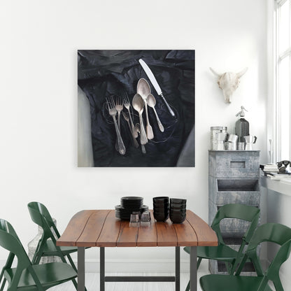 Vintage Cutlery Still Life Canvas | Kitchen Home Decor Art