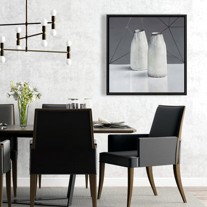 Toile encadrée Vases - Blanc - Objet Décoration Cuisine Maison Art