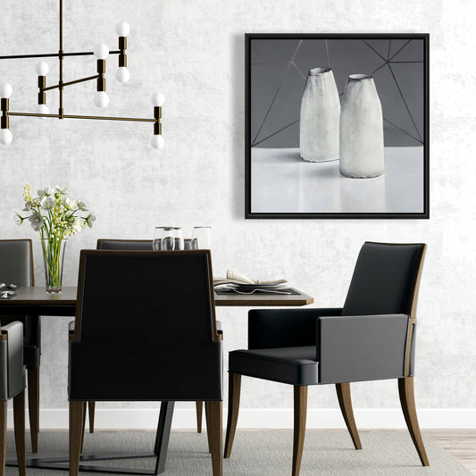 Toile encadrée Vases - Blanc - Objet Décoration Cuisine Maison Art