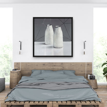 Toile encadrée Vases - Blanc - Objet Décoration Cuisine Maison Art