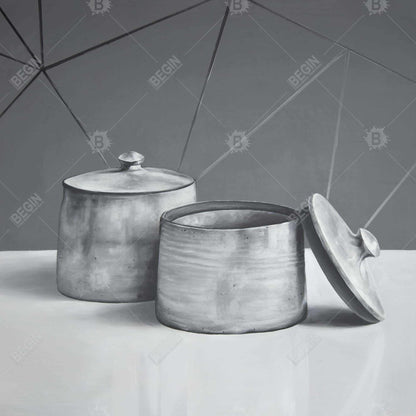 Old Pot with Lid Canvas | White Kitchen Decor Wall Art