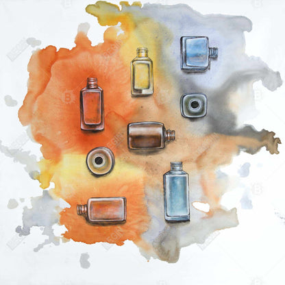 Fashion Shapes Blue Canvas - Nail Polish Home Decor Art