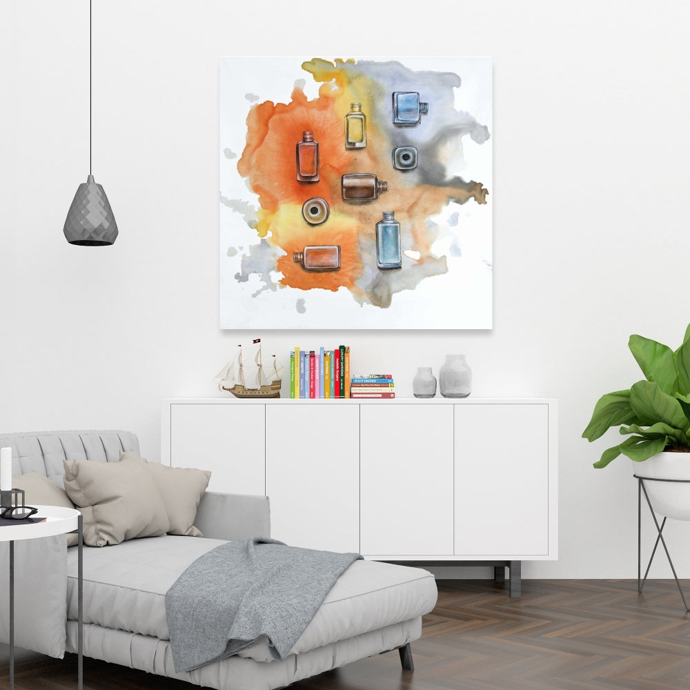 Fashion Shapes Blue Canvas - Nail Polish Home Decor Art