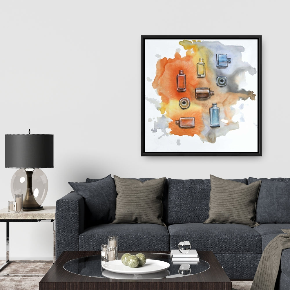 Blue Bedroom Framed Canvas - Nail Polish Home Decor Art