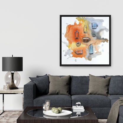 Blue Bedroom Framed Canvas - Nail Polish Home Decor Art