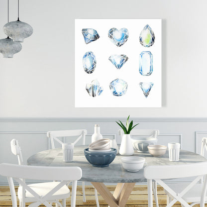 Minimalist Blue Canvas Crystals | Home Decor Bedroom Art