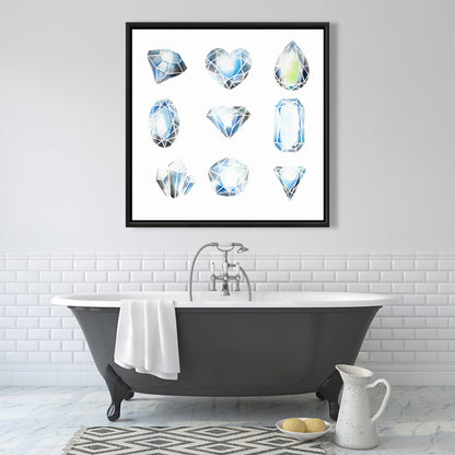 Toile encadrée minimaliste à motif de cristaux pour chambre à coucher