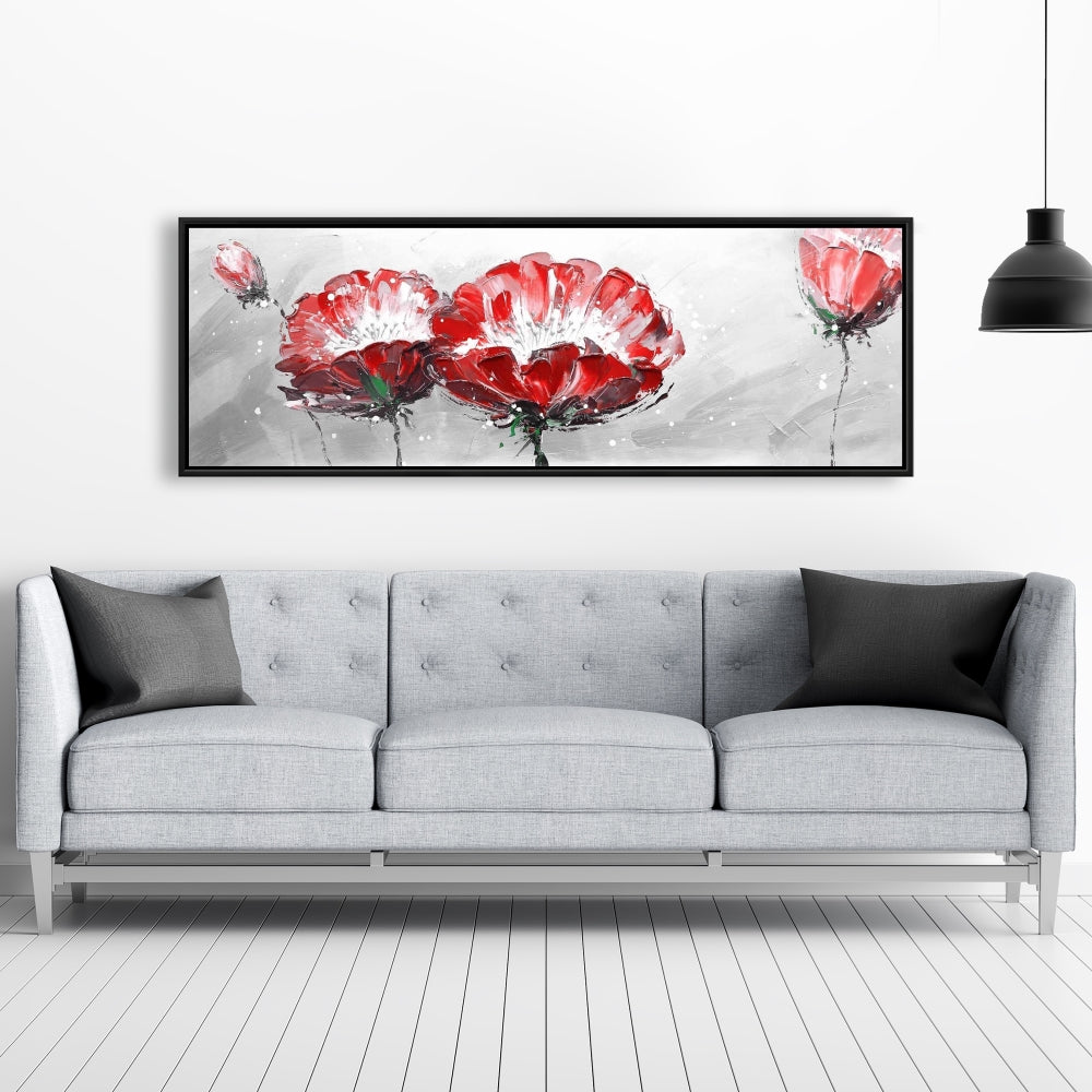 Deux fleurs sauvages sur toile grise | Décoration d'intérieur et de chambre