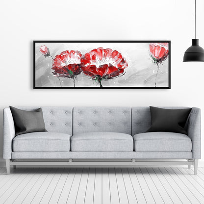 Deux fleurs sauvages sur toile grise | Décoration d'intérieur et de chambre