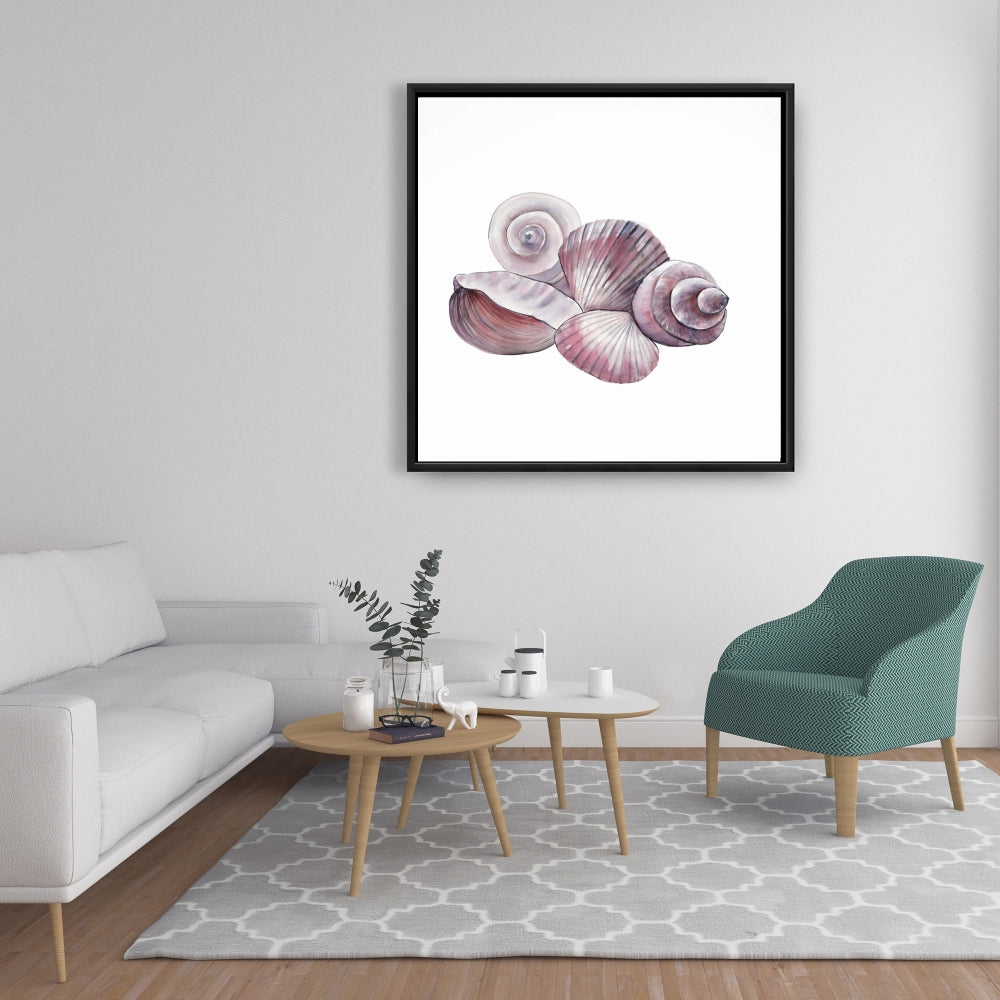 Toile encadrée représentant des coquillages marins et côtiers, décoration d'intérieur