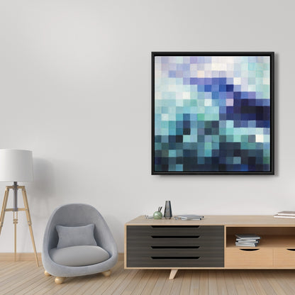 Modern Abstract Pixelized Landscape Framed Canvas | Home Decor