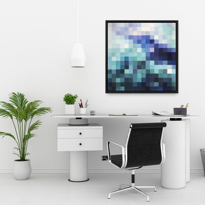 Modern Abstract Pixelized Landscape Framed Canvas | Home Decor