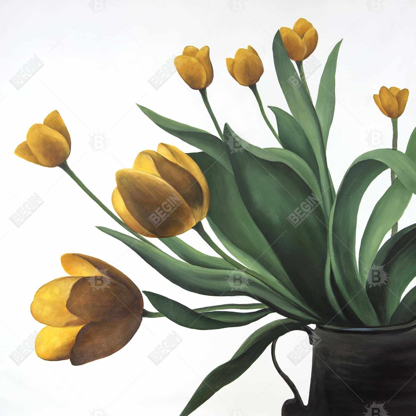 Yellow Tulips Botanical Canvas - Floral Home Decor Wall Art