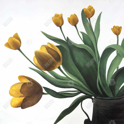 Yellow Tulips Botanical Canvas - Floral Home Decor Wall Art